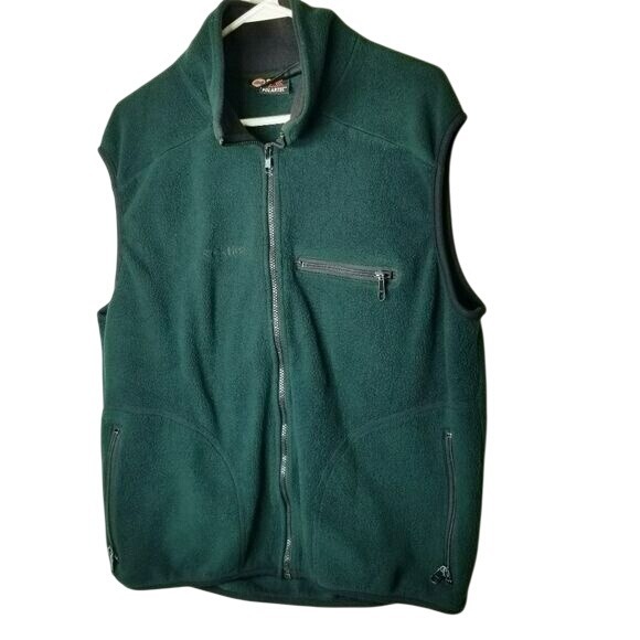 Solstice Polartec Fleece Vest Mens‎ L Green Full Zip Pockets Sleeveless Outdoors - Picture 1 of 8
